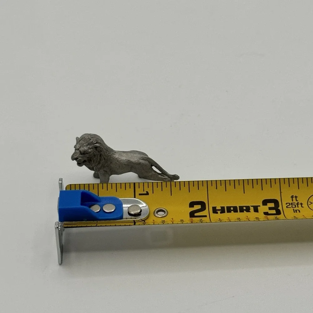 Vintage Pewter Lion Figurines Pair Mini Safari Animal Lions Desk Decor Gift‎